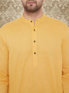 Even Apparels Men's Pintuck Fancy Yellow Kurta | Grocsy