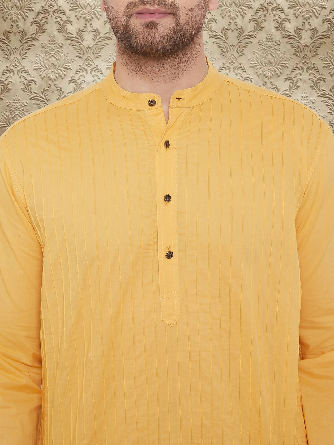Even Apparels Men's Pintuck Fancy Yellow Kurta | Grocsy