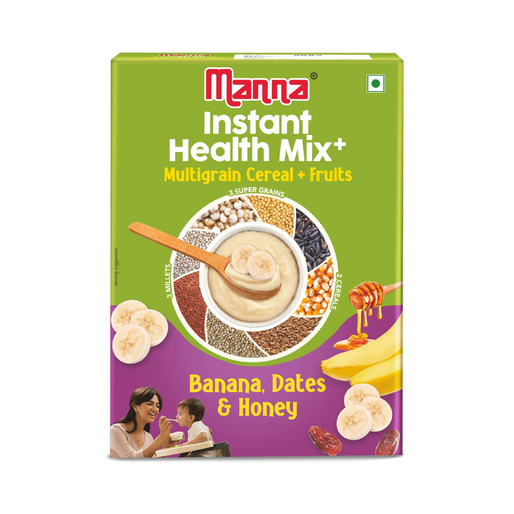 Manna Foods Instant Health Mix Multigrain Cereal + Fruits With Banana, Dates & Honey | Grocsy