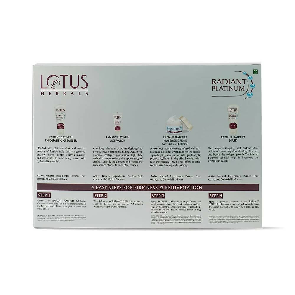 Lotus Herbals Radiant Platinum Cellular Anti-Ageing Facial Kit (170gm) | Grocsy