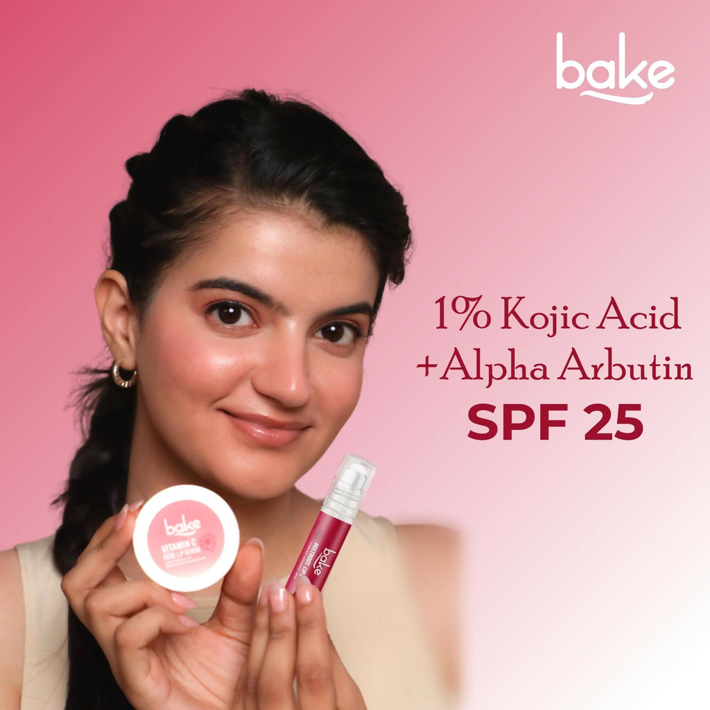 Bake 1% Kojic Acid Beetroot Tinted Lip Balm Oil for Dark & Pigmented Lips with SPF 25 & Alpha Arbutin | Grocsy