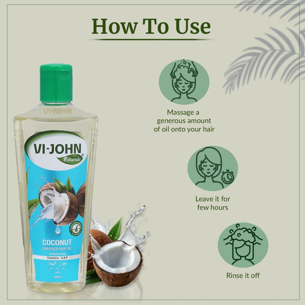 VI-JOHN Naturale Coconut Enriched Hair Oil olumisingVolumizing with Vitamin A.E & F | Grocsy