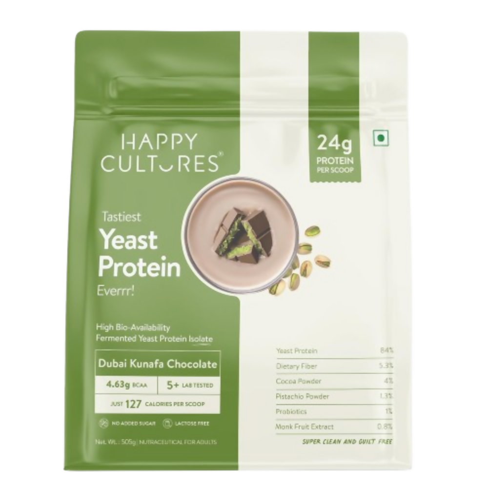 Happy Cultures 24g Protein Dubai Kunafa Chocolate Fermented Yeast Protein Isolate | Grocsy