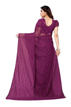 Vamika Ethnic Fire Purple Pearls Net Saree | Grocsy