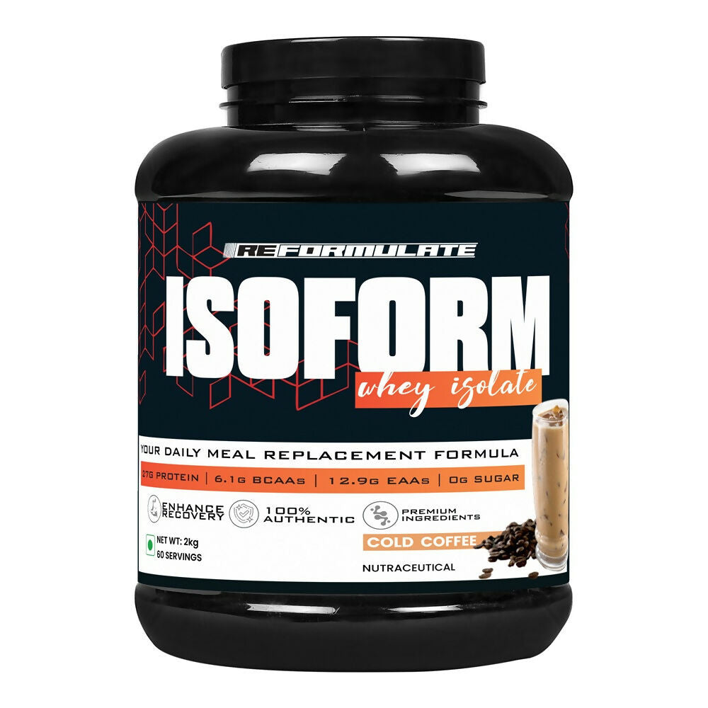 Reformulate I Isoform I Whey Isolate I Your Daily Meal Replacement Formula I 27G Protein | 6.1G BCAA | 12.9G EAA | O g Sugar - Cold Coffee | Grocsy