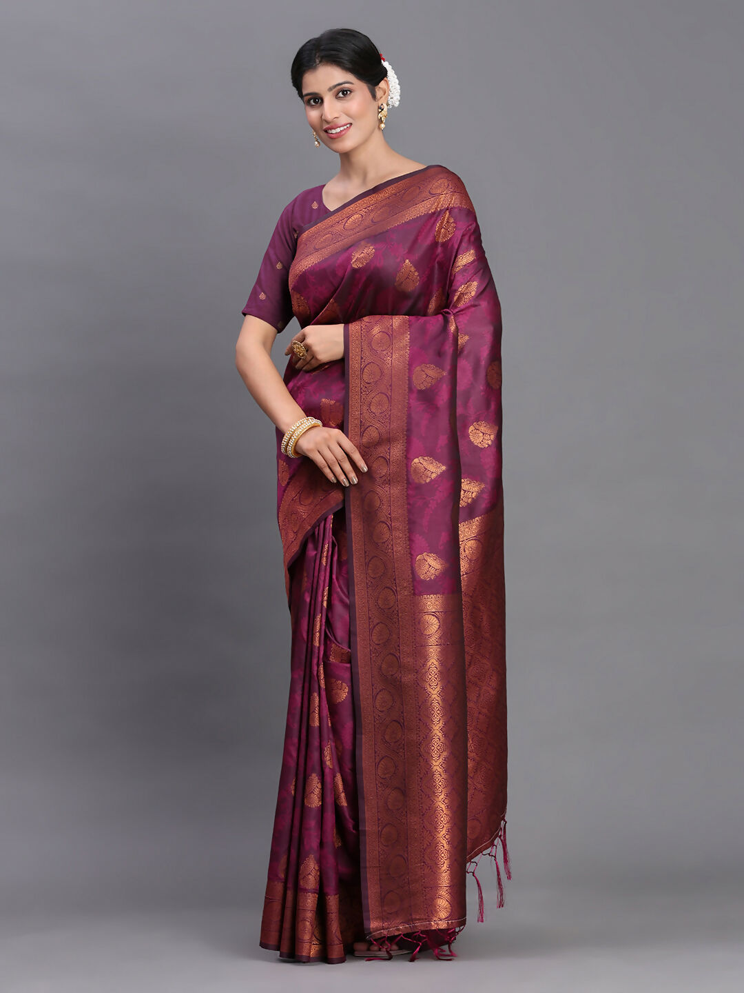 Shree Shyam Fashion Silk Purple Saree | Grocsy