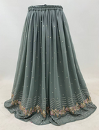 Lorenvalley Fashion Grey Faux Georgette Embroidery with Sequince Work Salwar Lehenga Stitched | Grocsy