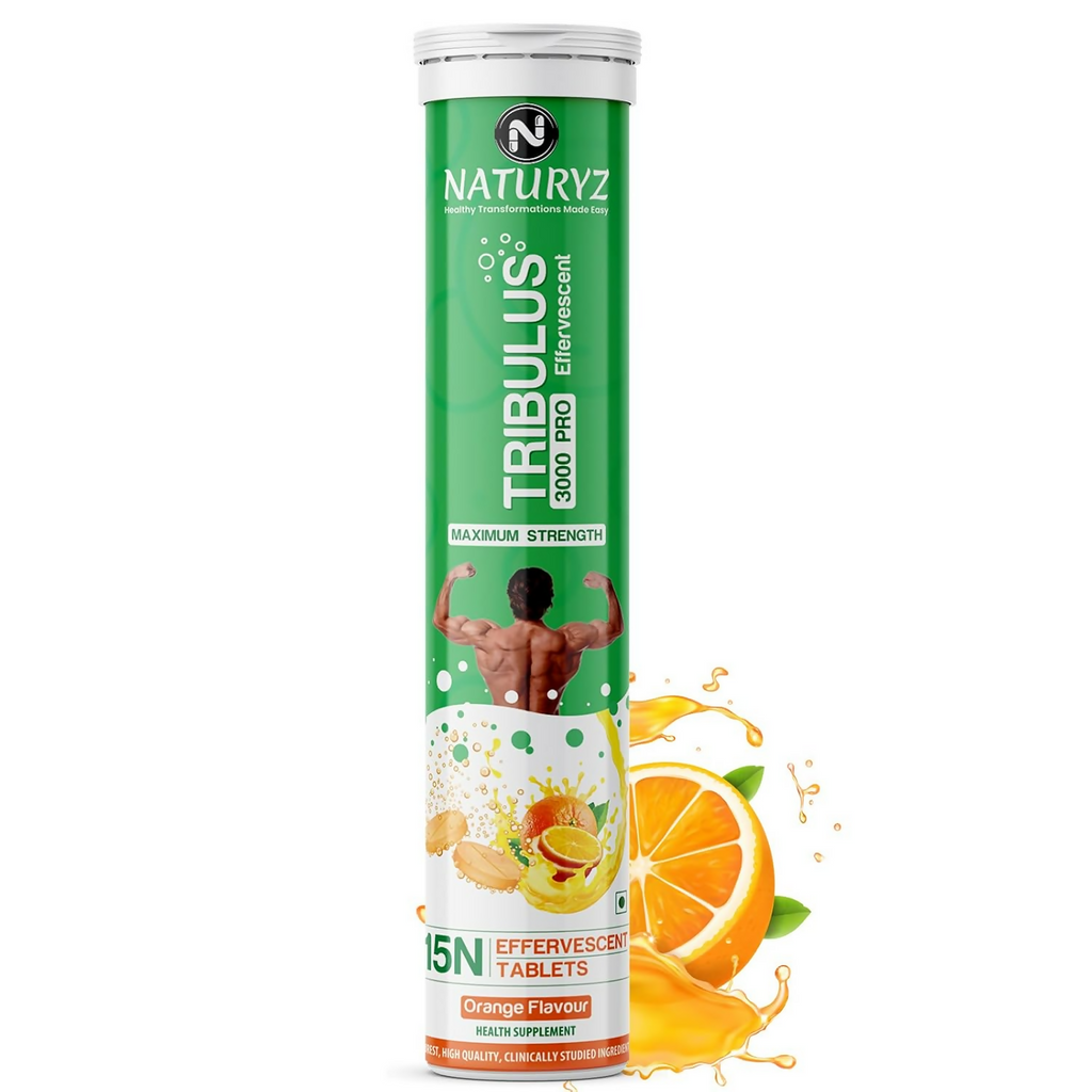 Naturyz Tribulus Terrestris 3000 Pro Gokshura Effervescent Tablets (Orange Flavour) | Grocsy