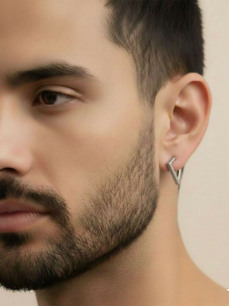 NVR Men's Multicolour Geomatric Shaped Stud Earrings | Grocsy
