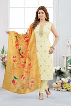 Joban Fashion Jacquard Cream Color Kurta Set | Grocsy