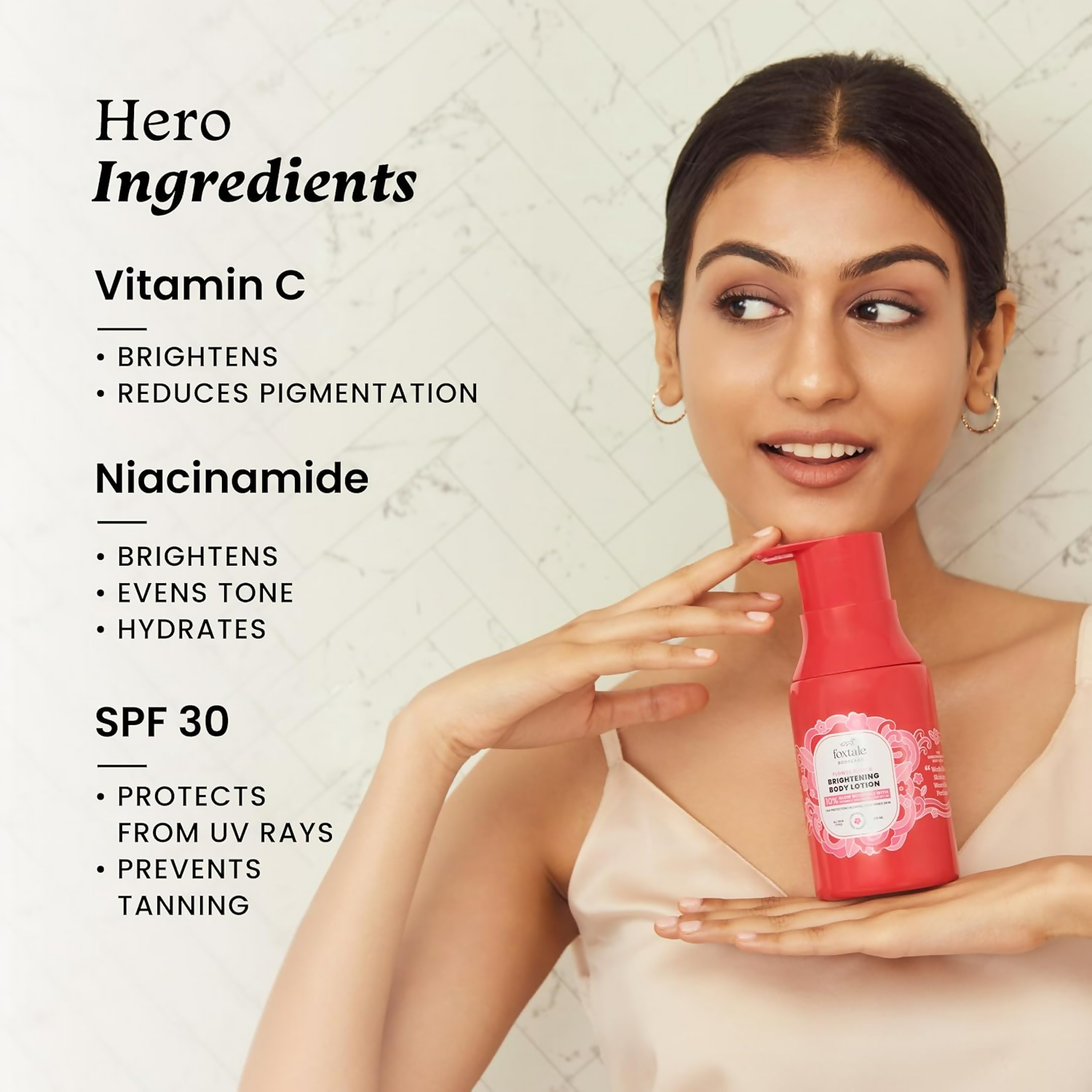 Foxtale Brightening Body Lotion SPF 30 with Niacinamide & Vitamin C For Glowing Skin | Grocsy