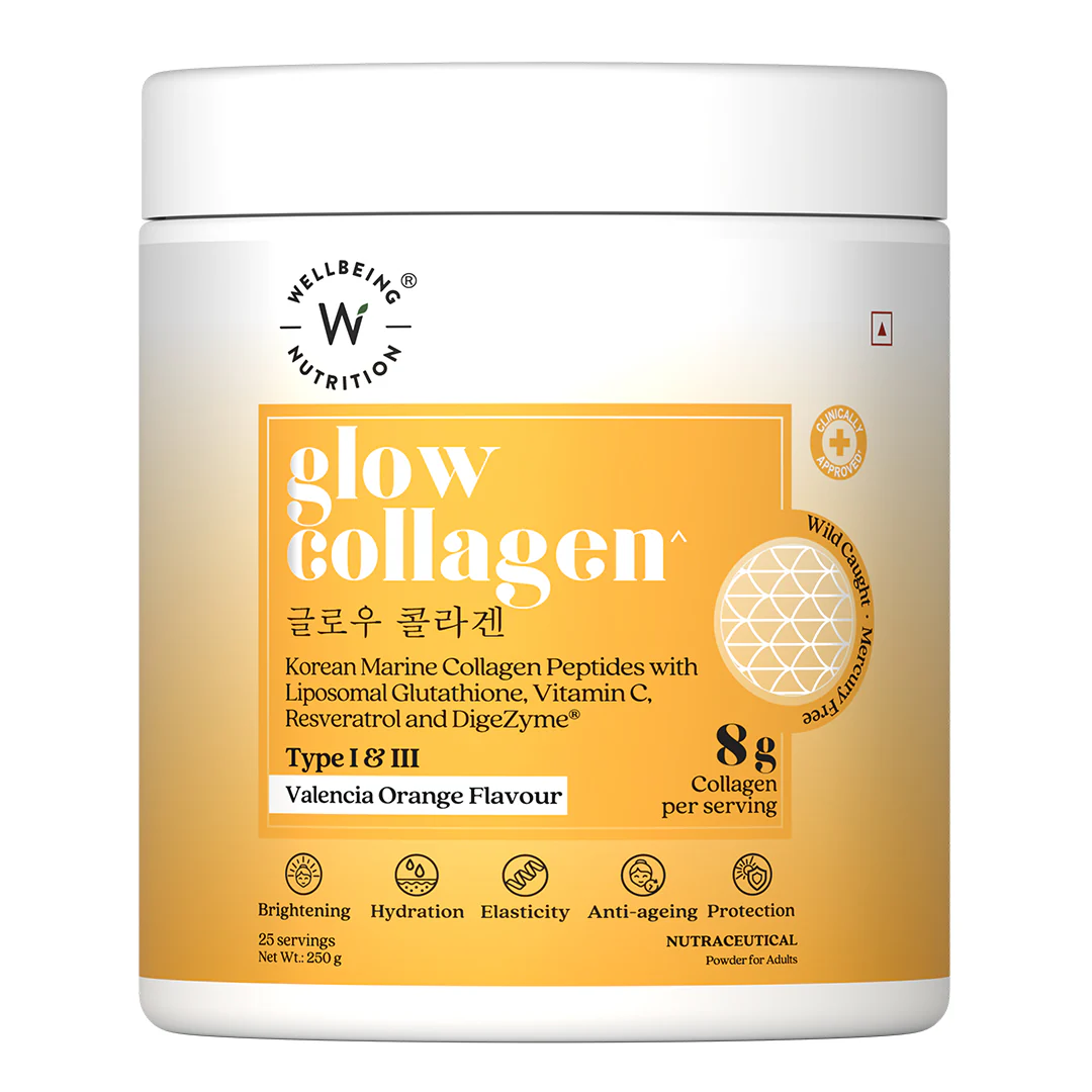Wellbeing Nutrition Glow Korean Marine Collagen Peptides - Pina Colada Flavor | Grocsy