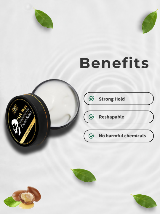 Tru Hair & Skin Strong Hold For 12-Hours Hair Wax Cream with Argan Oil | Grocsy