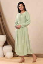 Juniper Women Lightolive Rayon Embroidered A-Line Dress | Grocsy