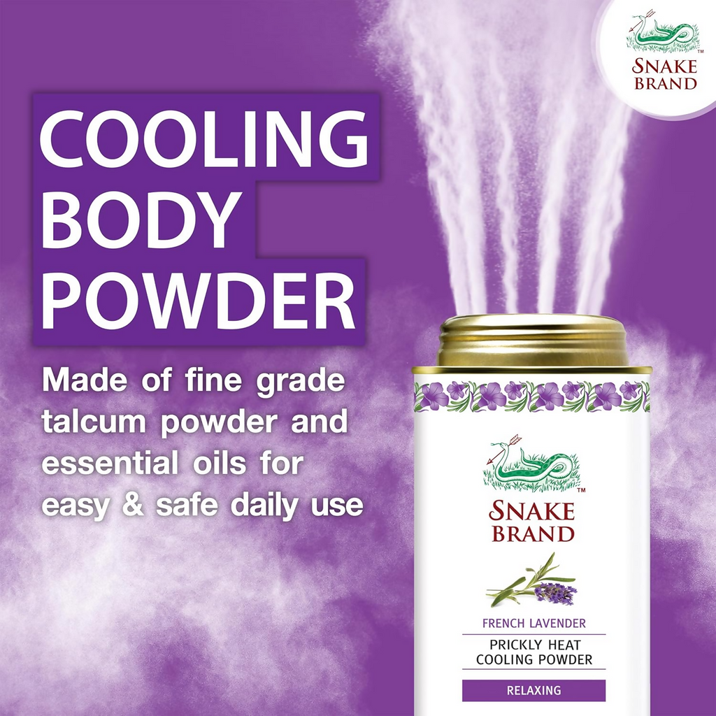 Snake Brand Lavender Prickly Heat Cooling Talcum Powder | Grocsy