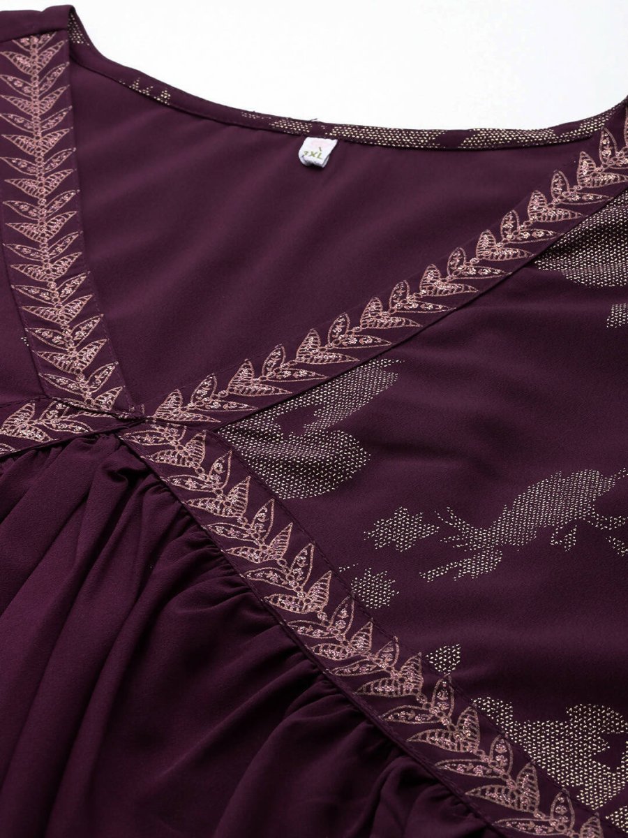 Ahalyaa Women's Traditional Wear Co-ords - Burgundy | Grocsy
