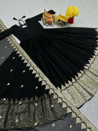 Teeya Creation Womens New Stylish Heavy Sequence Embroidery Work Black Gown Set | Grocsy