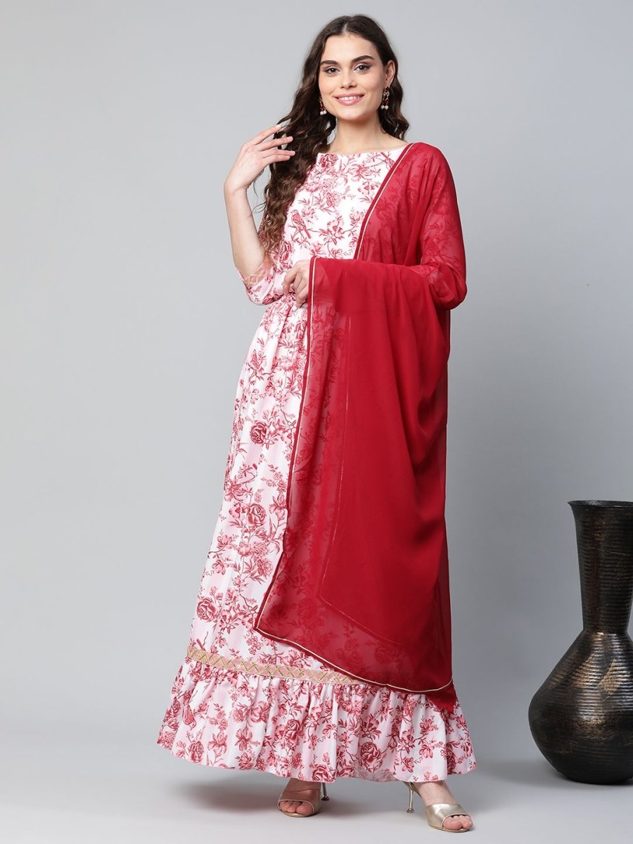 Ahalyaa Women Rayon Pretty Pink Printed Ready to Wear Lehenga Choli with Dupatta | Grocsy
