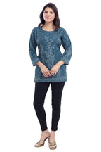 Snehal Creations Graceful Gray Faux Crepe Short Kurti Tunic Top | Grocsy