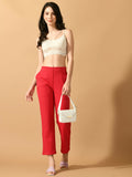 Myshka Women's Pink Straight Fit Party Trouser | Grocsy
