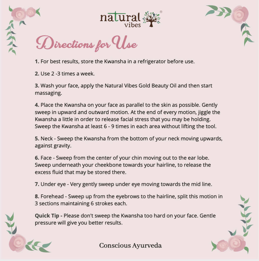 Natural Vibes Kwansha Face Massager with Free Gold Beauty Elixir Oil | Grocsy
