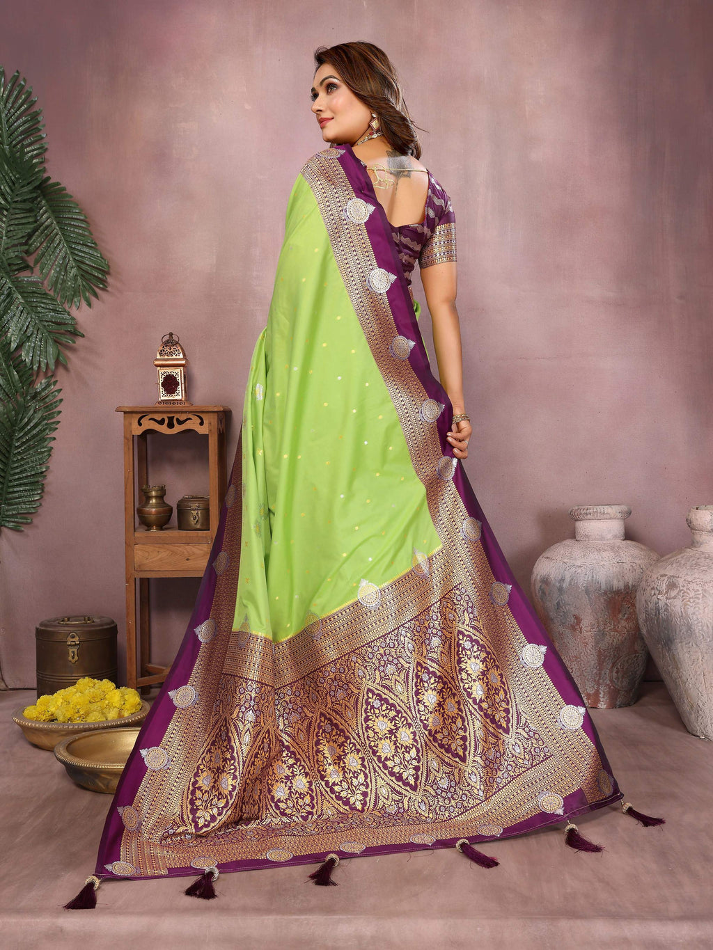 Aastha Fashion Parrot Green Silk Sarees Weaving Saree | Grocsy