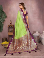 Aastha Fashion Parrot Green Silk Sarees Weaving Saree | Grocsy