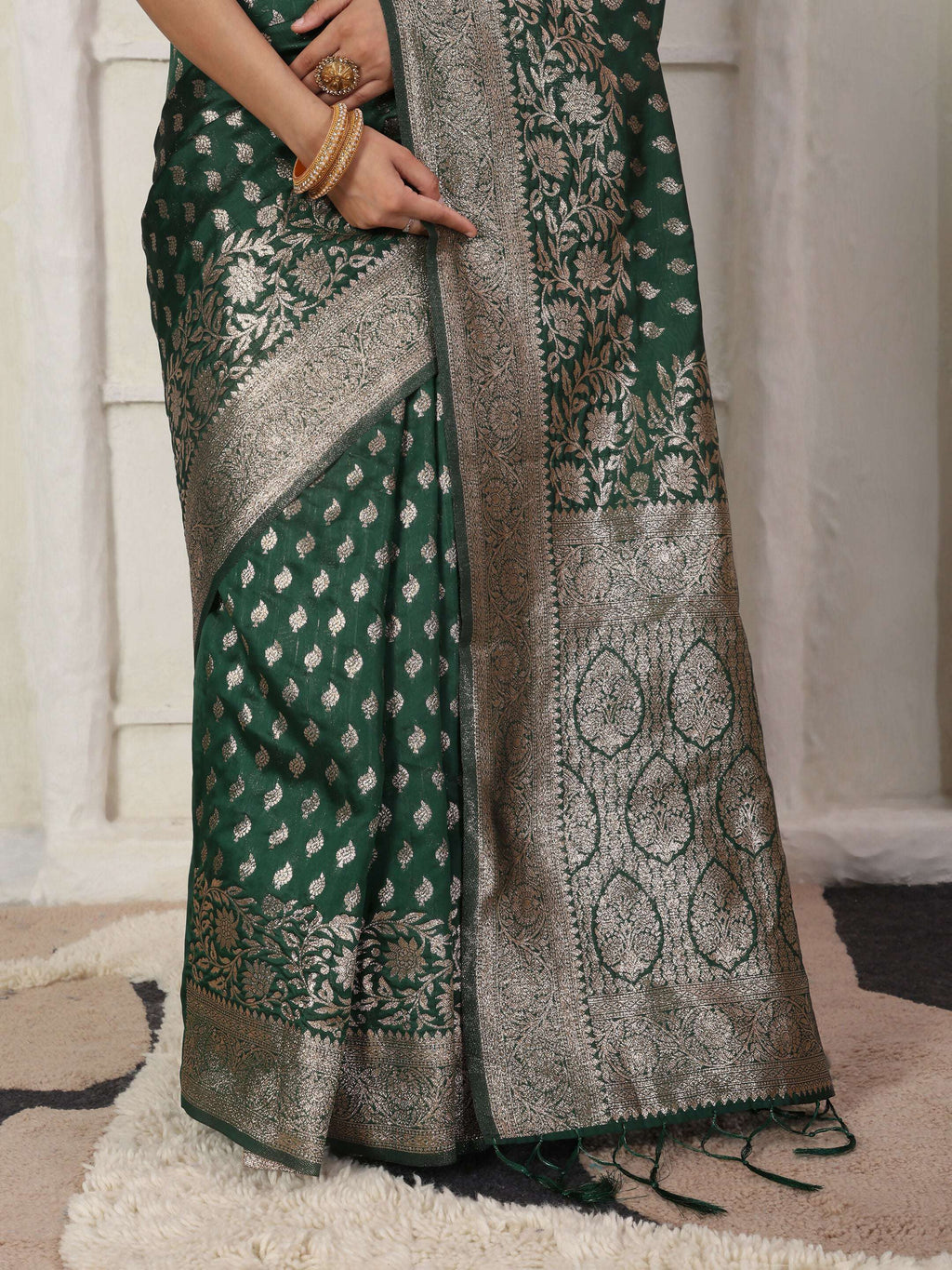 Shree Shyam Fashion Lichi Silk Blue Saree | Grocsy