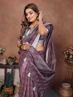 Aastha Fashion Lavender Linen Weaving Saree | Grocsy