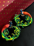 Joban Fashion Hand Painted Peacock Shape Oxidized Stud Earring