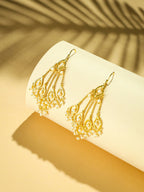 Nuyug 18k String of Pearls Gold Anti Tarnish Earrings | Grocsy