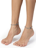 NVR Women's Evil Eye Black Silver Plated Adjustable Anklets | Grocsy