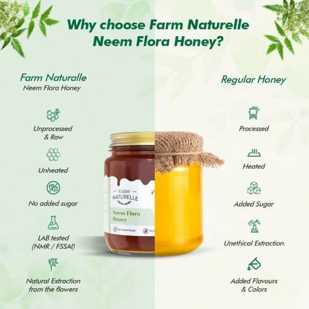 Farm Naturelle Neem Flora Honey – Pure, Raw & Natural Honey for Health | Grocsy