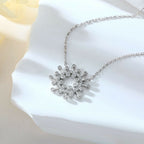 Cauer Moissanite Round Pendant Necklace in 925 Sterling Silver, White Gold Plated | Grocsy