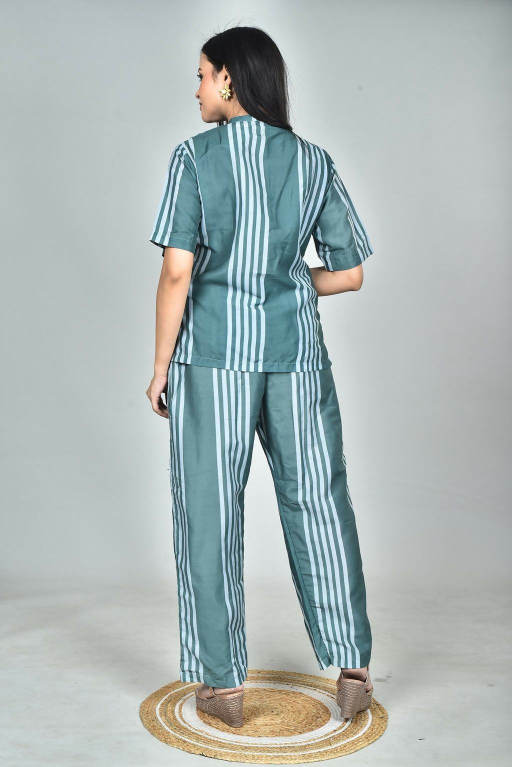 Morchari Digital Print Semi Muslin Co-Ord Set Top & Trouser-Multicolor | Grocsy