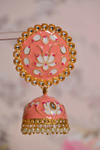 Orange Round Shape Ethnic Meenakari Jhumki Earrings By House of Ree - Swadesiicart