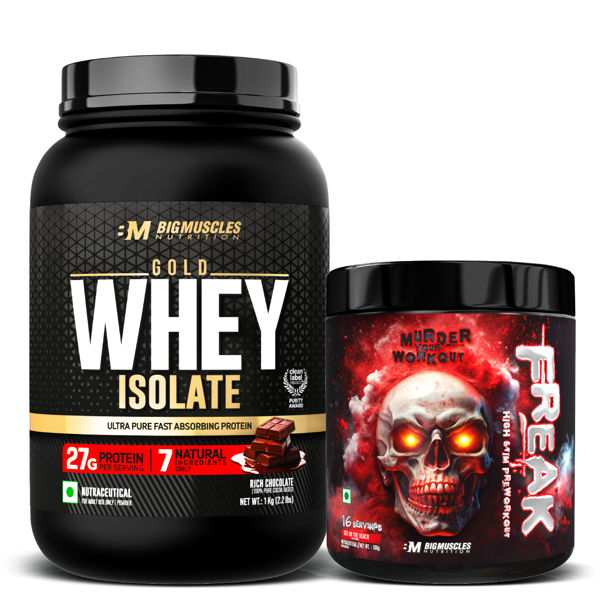 Big Muscles Nutrition Gold Whey Isolate & Freak Combo | Grocsy