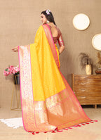 Lorenvalley Fashion Gold Soft Silk weaving Design Rich Zari Weaving Saree | Grocsy