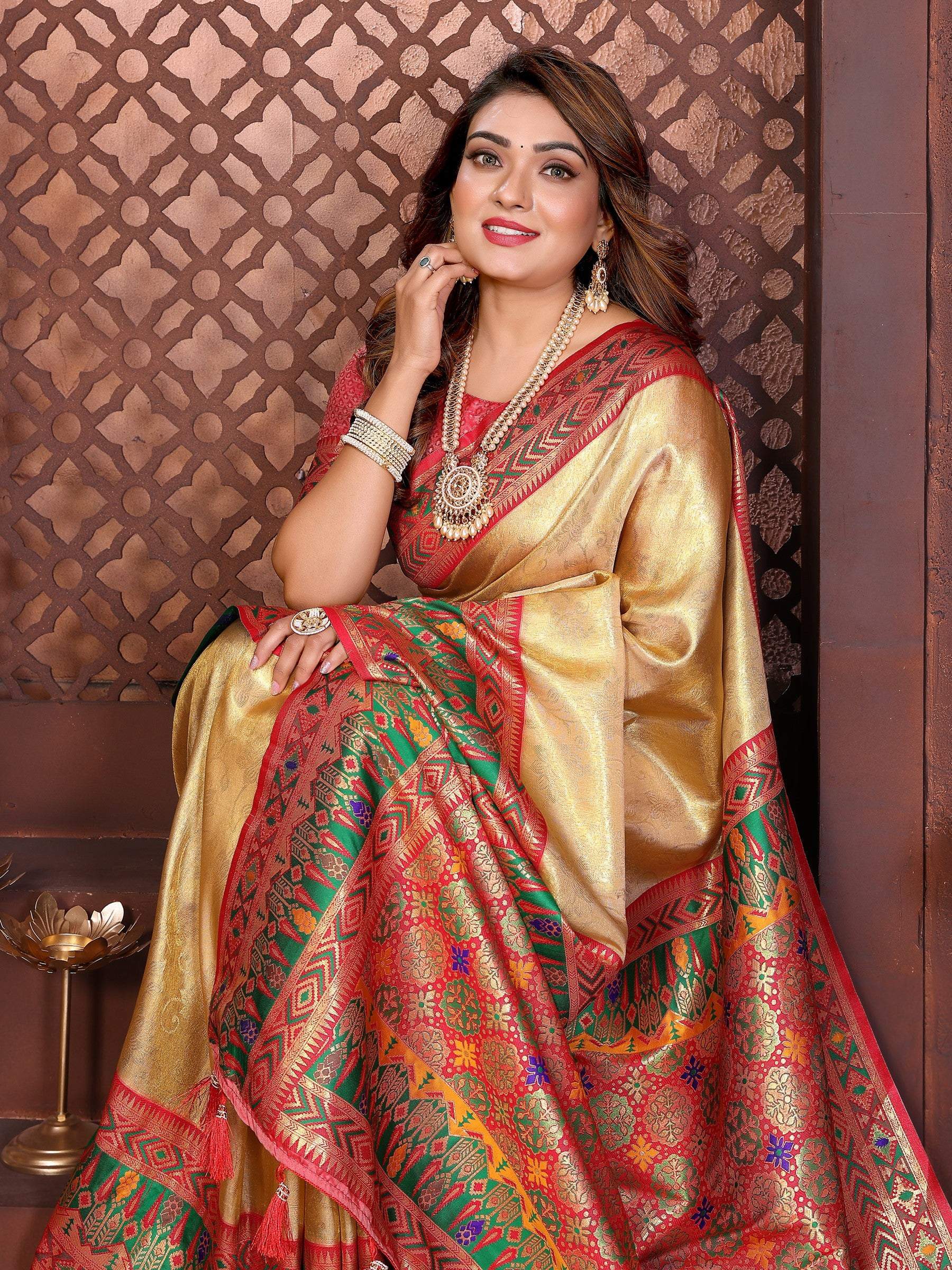 Anaita Banarasi Tissue Silk Saree | Grocsy