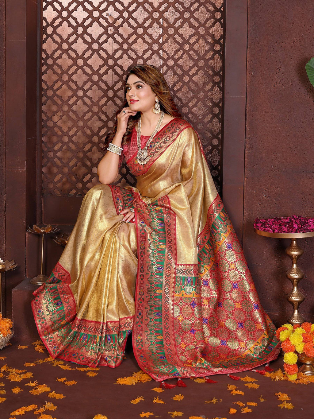 Anaita Banarasi Tissue Silk Saree | Grocsy