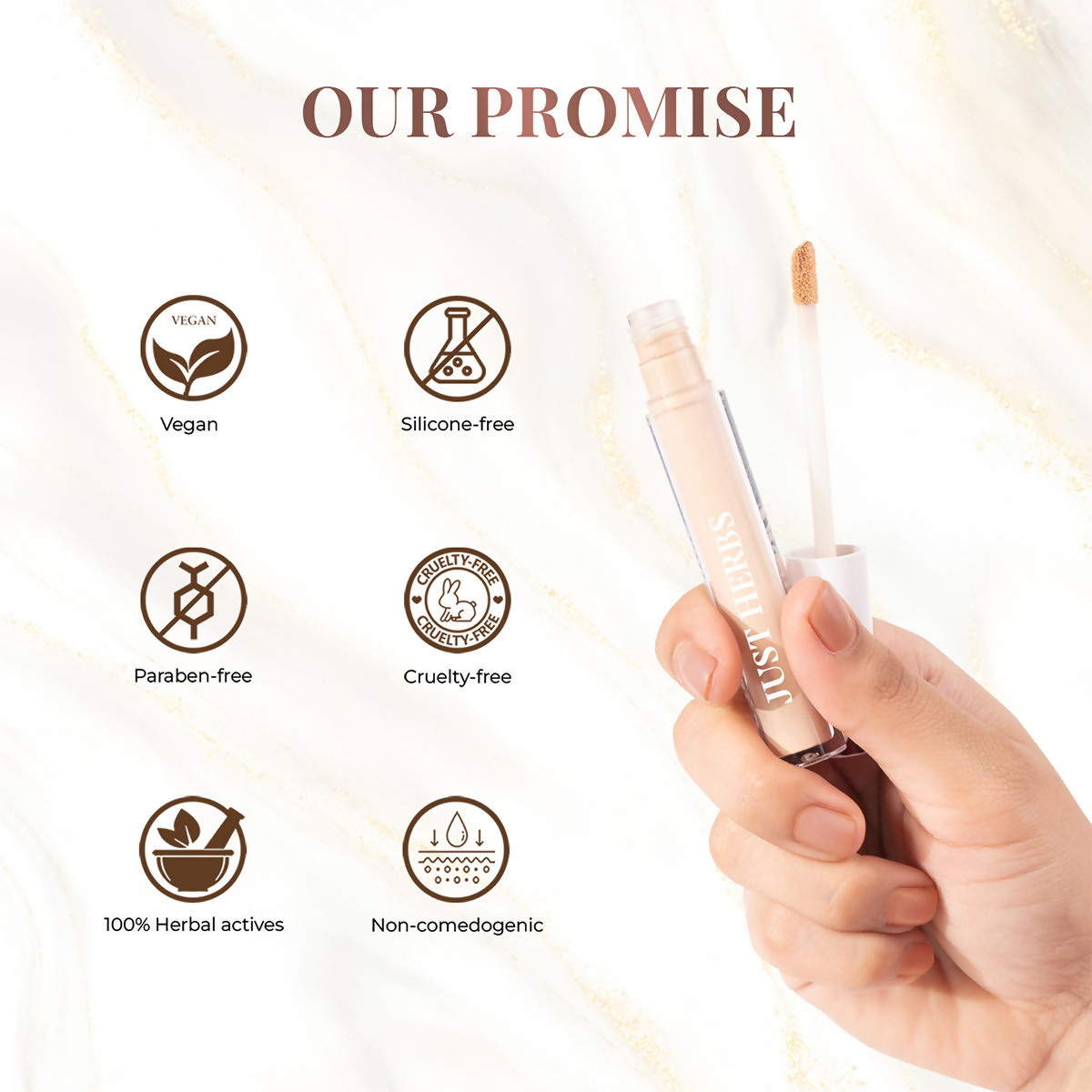 Just Herbs Full Cover Natural Filter Finish Concealer - Caramel | Grocsy