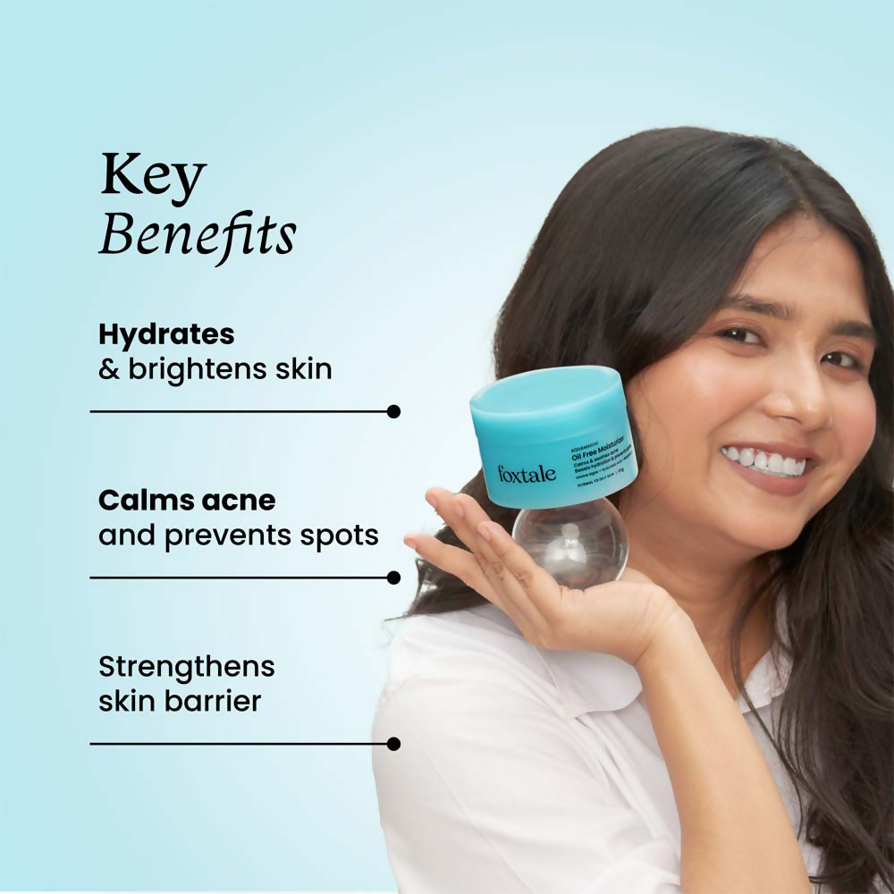 Foxtale Aquamarine Oil Free Hydrating Moisturiser With Hyaluronic Acid For Normal To Oily Skin | Grocsy