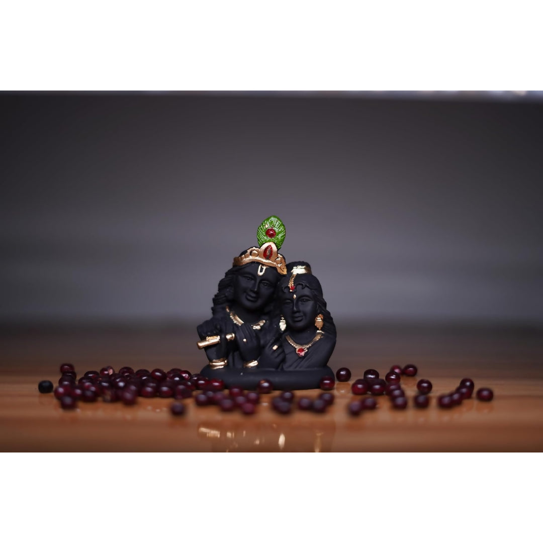 India Ka Bazar Lord Radha Krishna Idol - Gold & Black