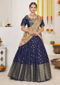 DEIANA'S Beautiful Jackquard Weaving Lehengha Choli - Blue | Grocsy