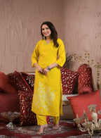 Festive Ethnic Viscose Chanderi Yellow Stitched Suit With Dupatta - Rashmika | Grocsy