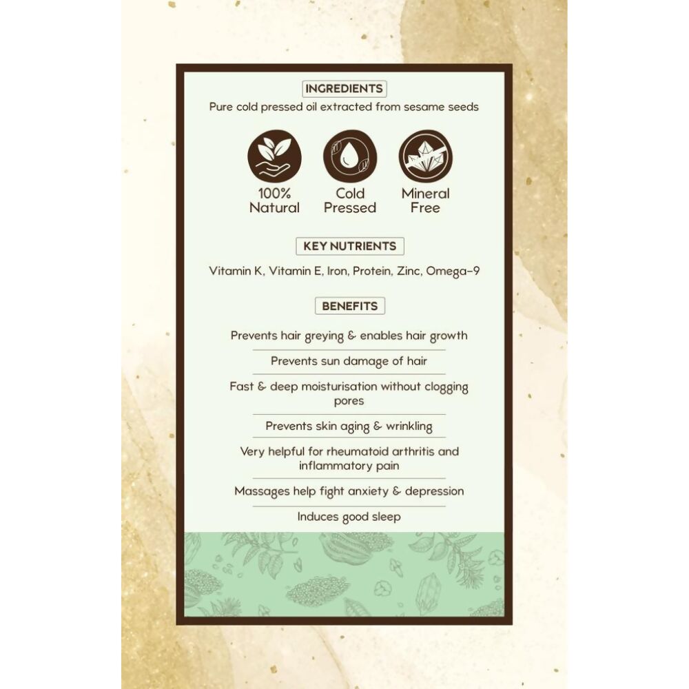 Nat Habit 100% Pure Cold Pressed Sesame (Til) Oil | Grocsy