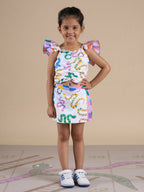 Snakes and Ladders Girls Multi Color Snake Print Top and Shorts Set from Siblings Collection | Grocsy