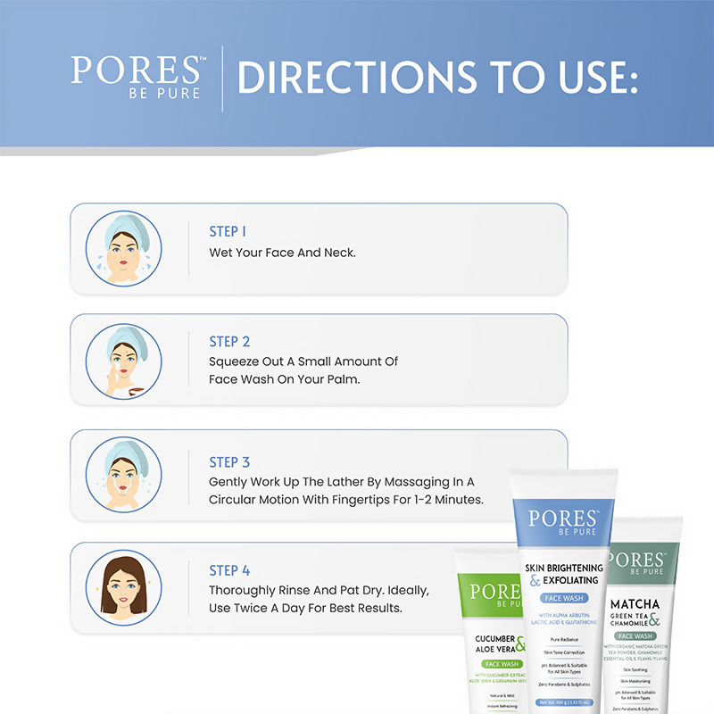Pores Be Pure Skin Brightening & Exfoliating Face Wash With Glutathione | Grocsy
