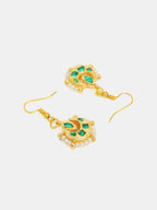 Ruby Raang Gold Green Kundan Earrings And Maang Tikka | Grocsy