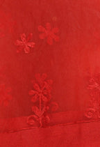 Mominos Fashion Red Orgenza Chikan Work Dupatta | Grocsy
